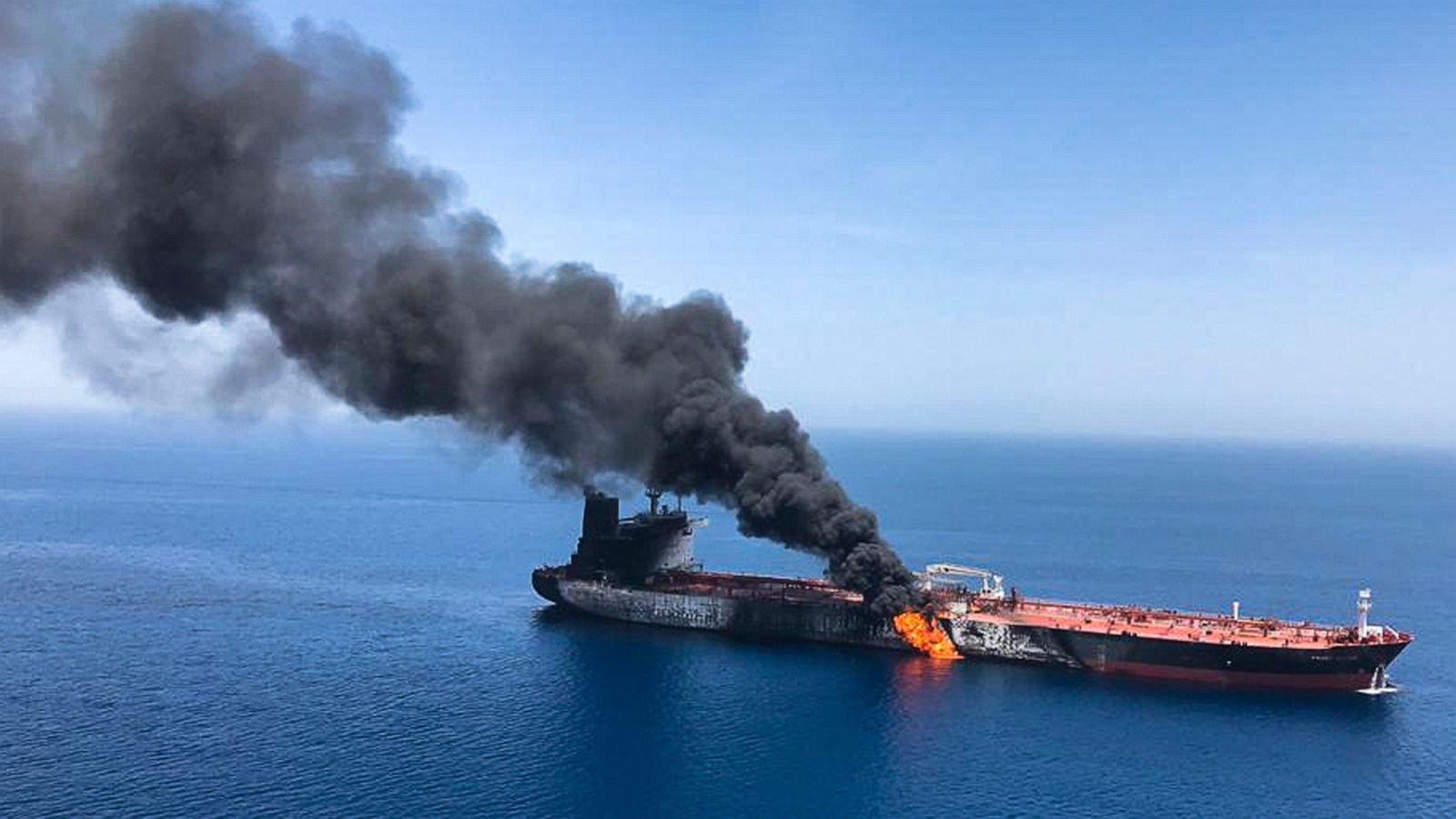 A sudden drone attack on a merchant ship